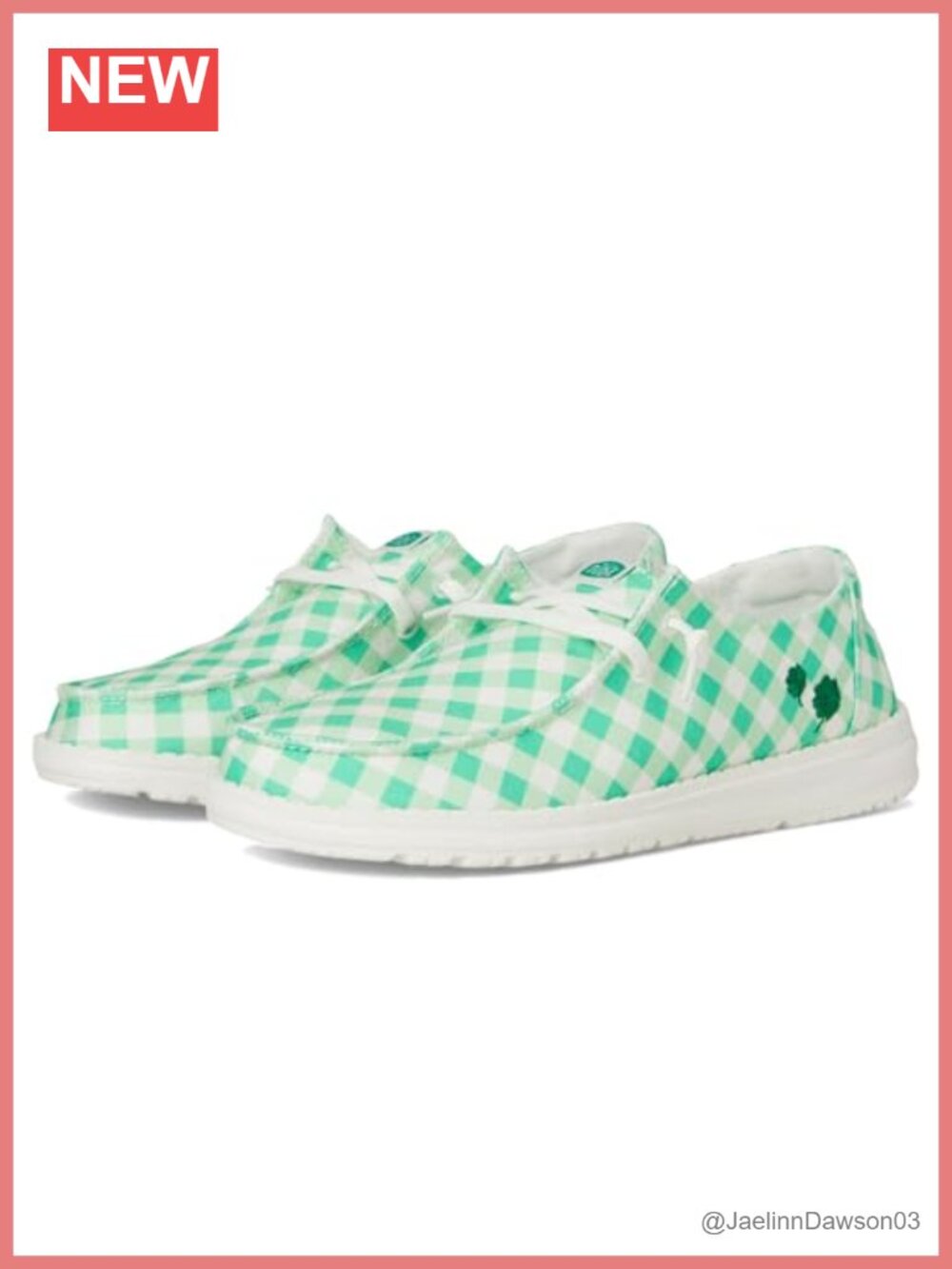 Wendy Shamrock Gingham Canvas Loafers with Elastic Laces
